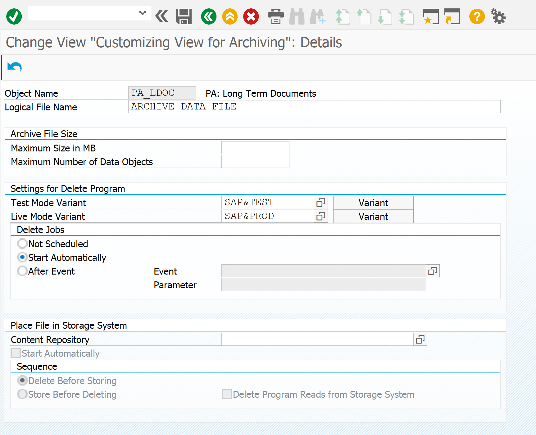 data archiving job in SAP