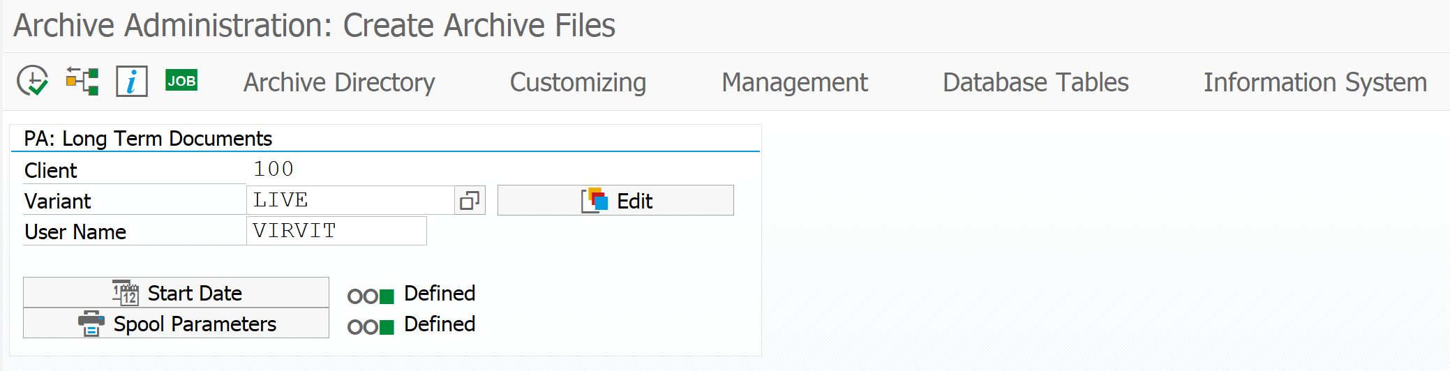 Create archive file