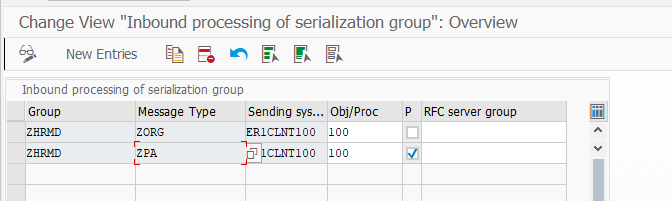 Настройка обработки входящей группы сериализации для настройки SAP ALE